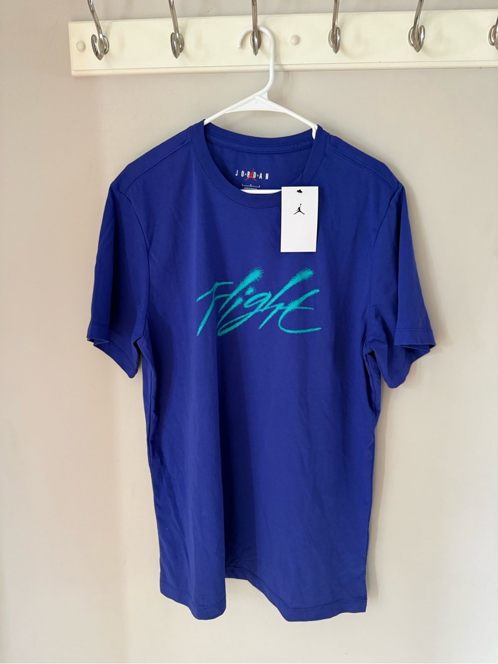 Jordan Blue Short-Sleeve Tee with Teal 'Flight' Script